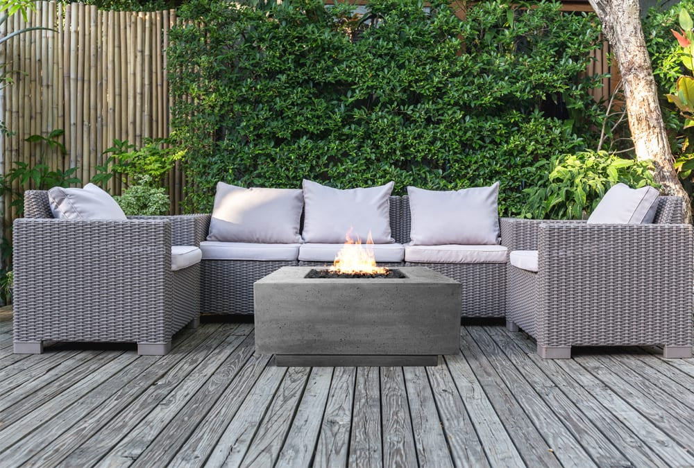 Tavola 2 Fire Table – 36" Square Hand-Crafted Concrete Gas Fire Pit (65,000 BTUs, Propane or Natural Gas)