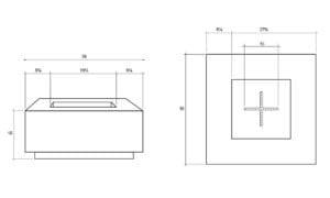 Tavola 2 Fire Table – 36" Square Hand-Crafted Concrete Gas Fire Pit (65,000 BTUs, Propane or Natural Gas)