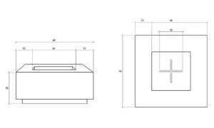 Tavola 3 Fire Table – 48" Square Hand-Crafted Concrete Gas Fire Pit (65,000 BTUs, Propane or Natural Gas)