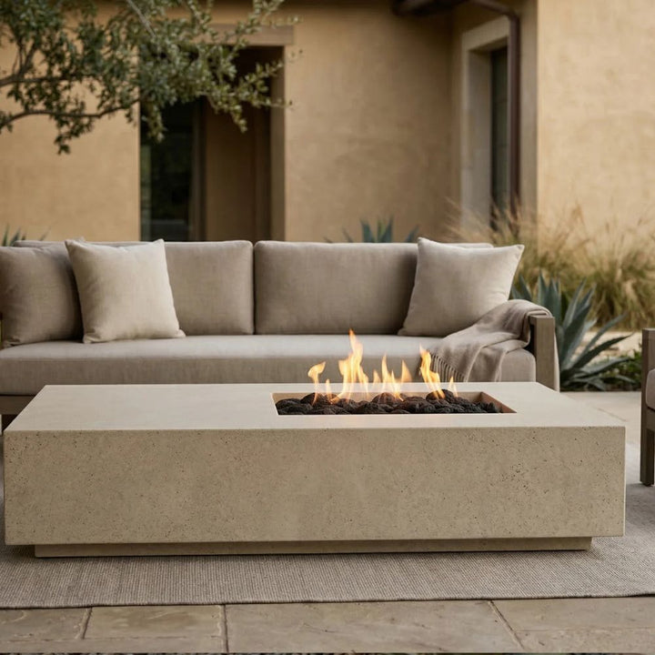 Tavola 5 Asymmetrical Outdoor Gas Fire Table – Modern Patio Centerpiece (38"x80")
