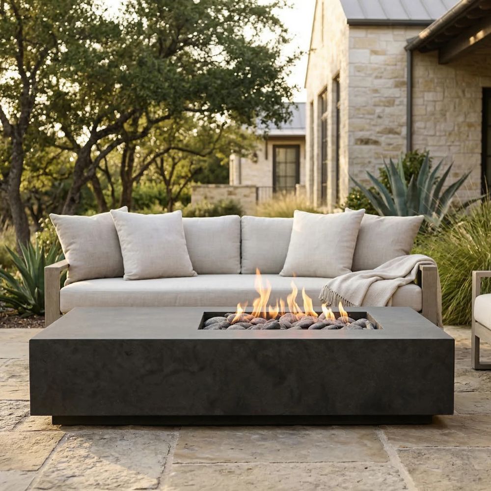 Tavola 5 Asymmetrical Outdoor Gas Fire Table – Modern Patio Centerpiece (38"x80")