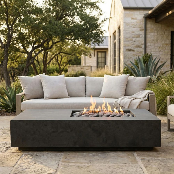 Tavola 5 Asymmetrical Outdoor Gas Fire Table – Modern Patio Centerpiece (38"x80")