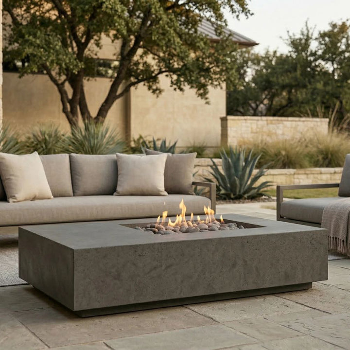 Tavola 5 Asymmetrical Outdoor Gas Fire Table – Modern Patio Centerpiece (38"x80")