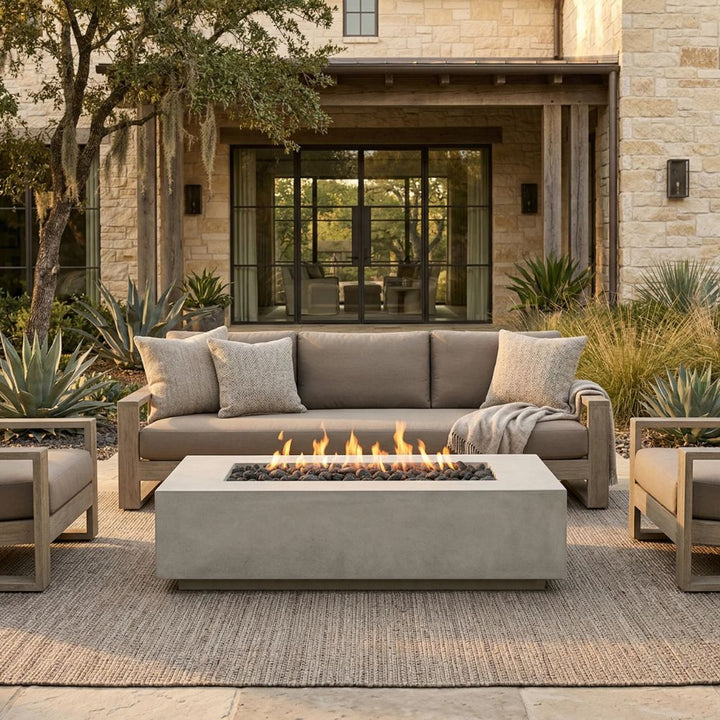 Tavola 66 Slim Fire Table – 66" Rectangular Hand-Crafted Concrete Gas Fire Pit (65,000 BTUs, Propane or Natural Gas)
