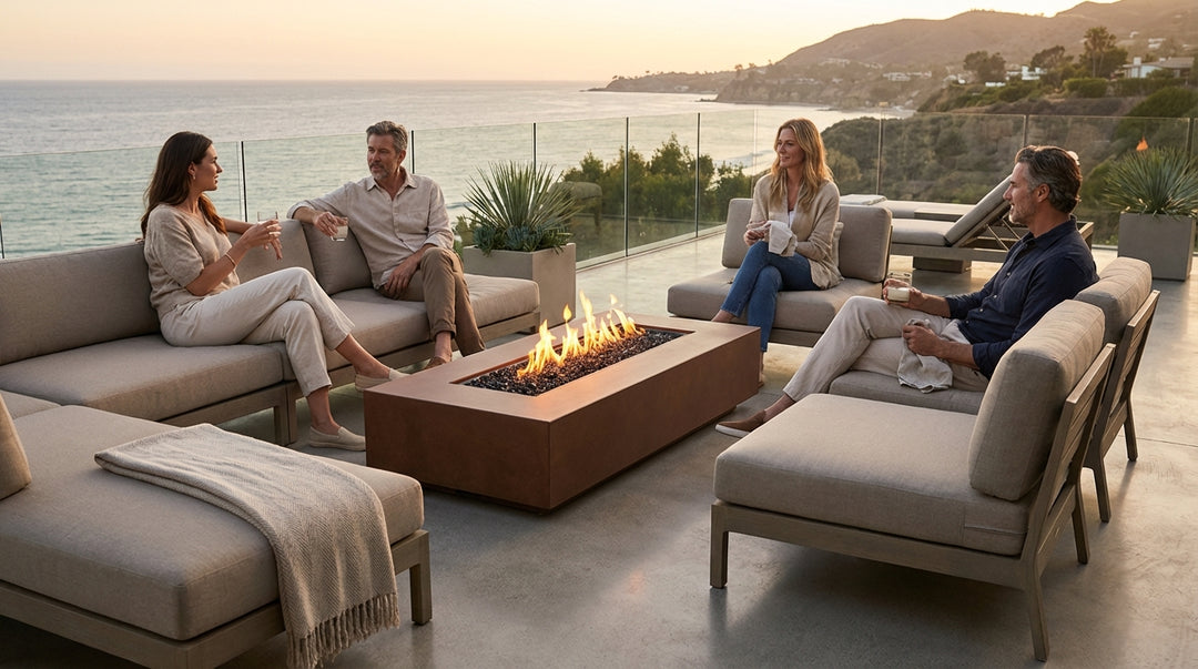 Tavola 72 Fire Table – 72" Slim Rectangular Hand-Crafted Concrete Gas Fire Pit (65,000 BTUs, Propane or Natural Gas)