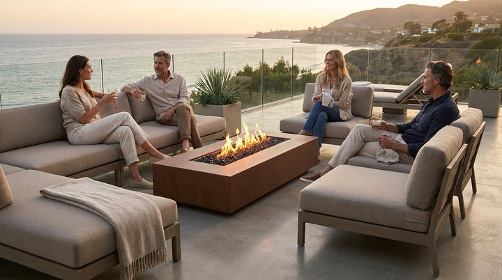 Tavola 72 Fire Table – 72" Slim Rectangular Hand-Crafted Concrete Gas Fire Pit (65,000 BTUs, Propane or Natural Gas)