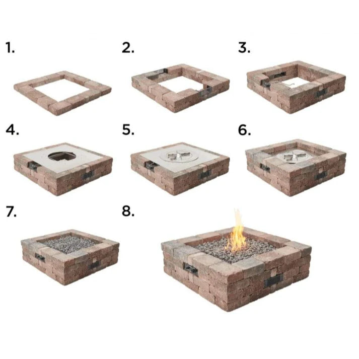 Bronson Block Square Gas Fire Pit Kit