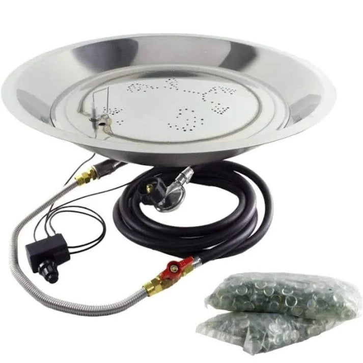 Outdoor GreatRoom 20" Round Crystal Fire® Plus Gas Burner with Control Panel