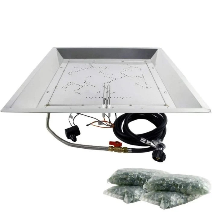 Outdoor GreatRoom 24" x 24" Square Crystal Fire® Plus Gas Burner with Control Panel