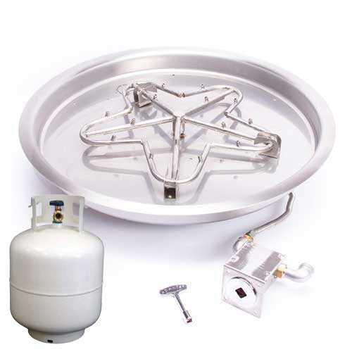 HPC - 13" SST Torpedo Round Bowl Match Lit Fire Pit Kit Insert - Propane Fuel (Small Tank)