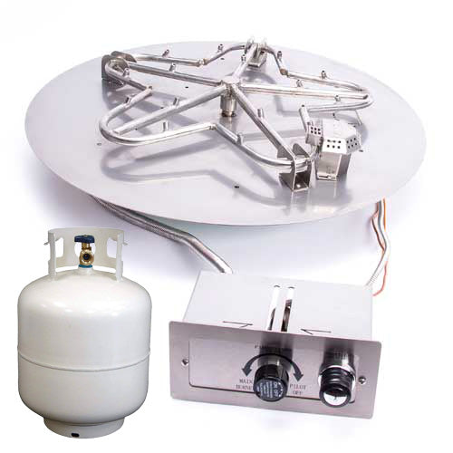 HPC - 24" SST Torpedo Round Flat Pan Insert - Push Button Ignition - Propane Fuel (Small Tank)