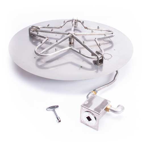 HPC - 18" Round Flat Pan SST Torpedo Match Lit Fire Pit Kit Insert - Propane Fuel