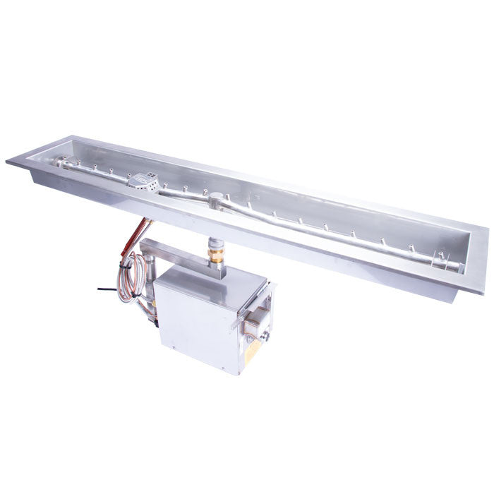 60" Linear Trough Fire Pit Insert – EI Series Electronic Ignition (On/Off) Stainless Steel Burner NG or LP 120V / 24V