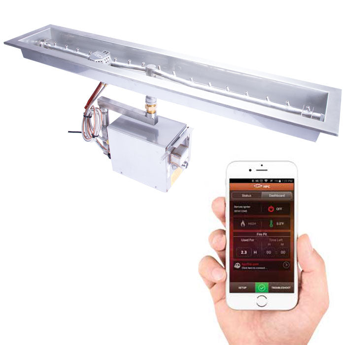 HPC 24" SST Torpedo Linear Trough Bluetooth Fire Pit Insert - EI Series - HI/LO - Natural Gas Fuel
