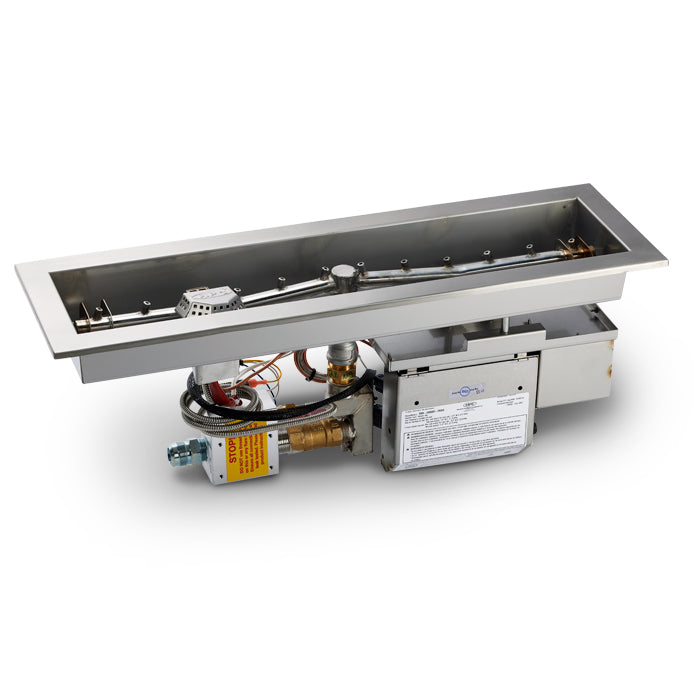 HPC Fire 25" x 8" Linear Interlink Pan Insert with Electronic On/Off Ignition, Torpedo Burner, LP/NG