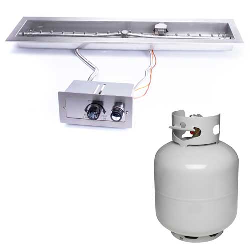 HPC 24" Linear Trough SST Torpedo Push Button Ignition Flame Sensing Insert - Propane Fuel (Small Tank)