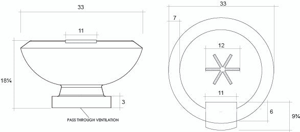 Toscano Fire Bowl – 33" Elevated Outdoor Concrete Fire Pit (65,000 BTUs, NG or Propane)