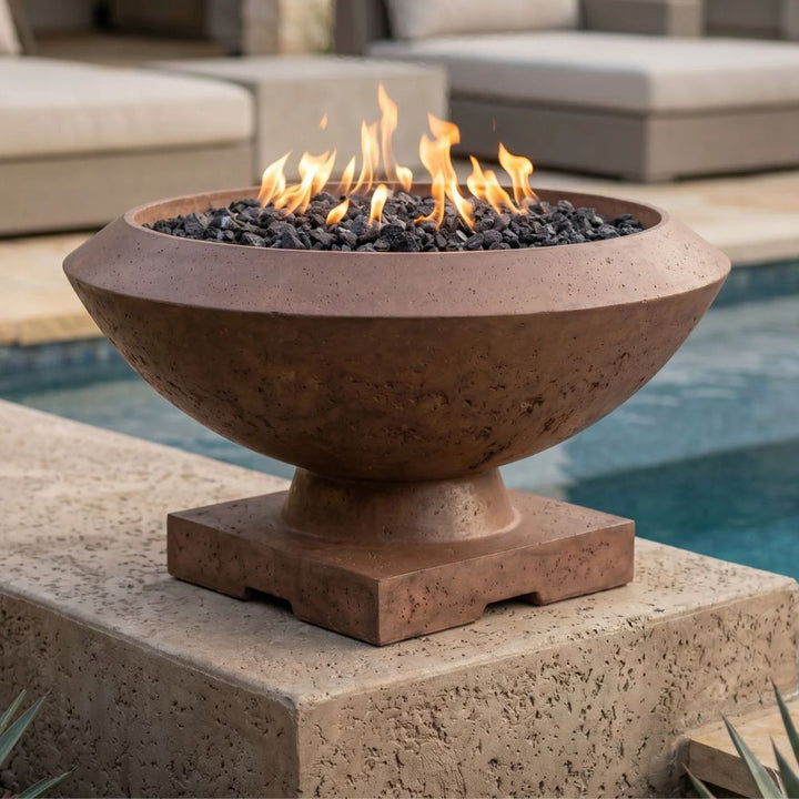 Toscano Fire Bowl – 33" Elevated Outdoor Concrete Fire Pit (65,000 BTUs, NG or Propane)