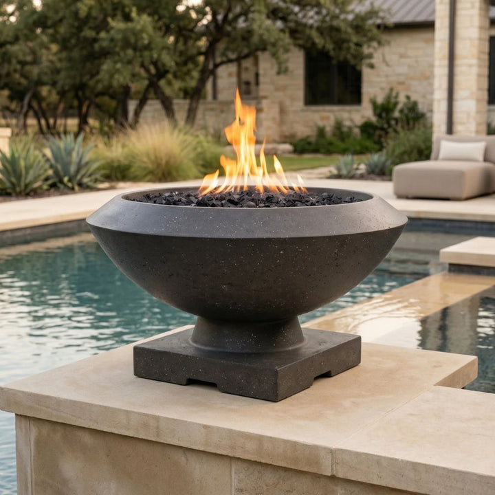 Toscano Fire Bowl – 33" Elevated Outdoor Concrete Fire Pit (65,000 BTUs, NG or Propane)
