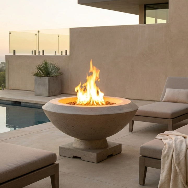 Toscano Fire Bowl – 33" Elevated Outdoor Concrete Fire Pit (65,000 BTUs, NG or Propane)
