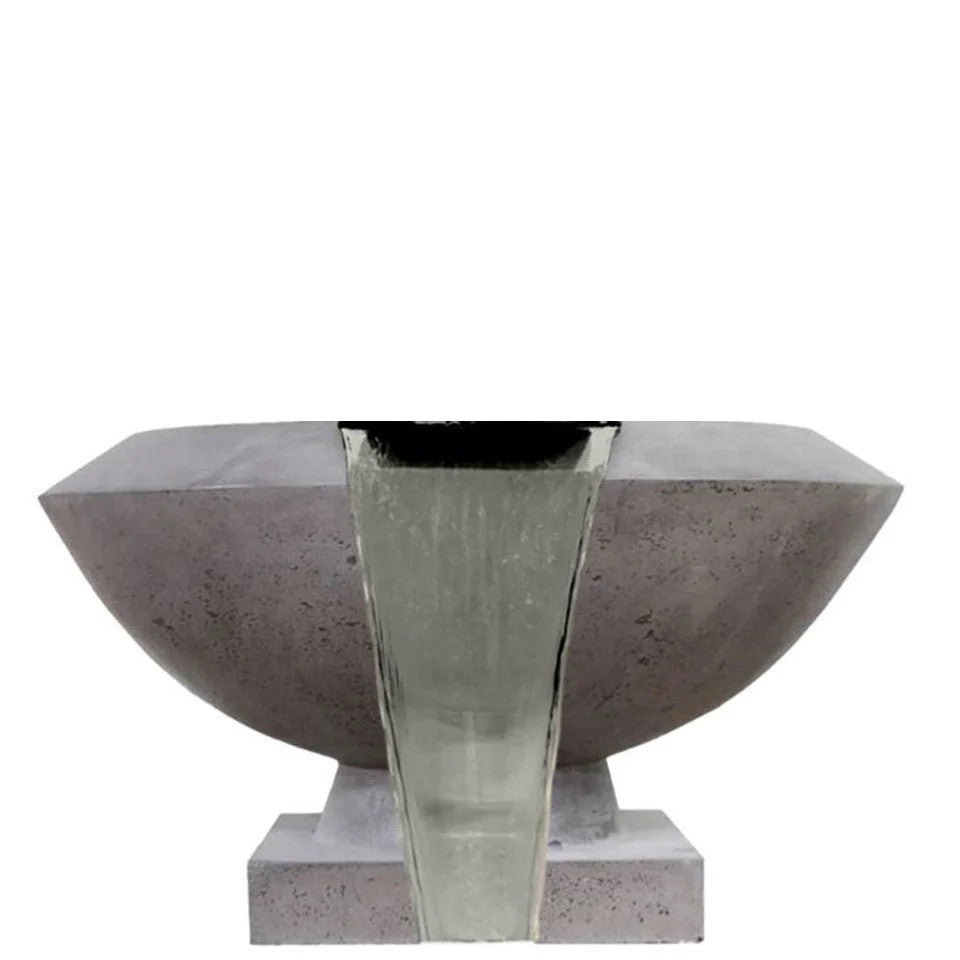 Toscano Water Bowl – 33" Elevated Outdoor Concrete Water Feature with 11" Scupper