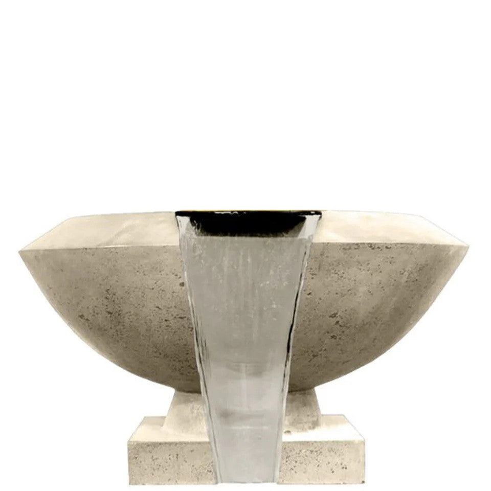 Toscano Water Bowl – 33" Elevated Outdoor Concrete Water Feature with 11" Scupper