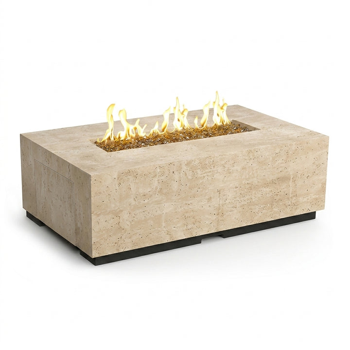 Legend LP Fire Table - 60" x 36" GFRC Outdoor Propane Fire Pit, Coffee-Table Height, 36" Stainless Linear Burner (LP Only, Manual Flame Sensing, Hidden Tank Drawer)