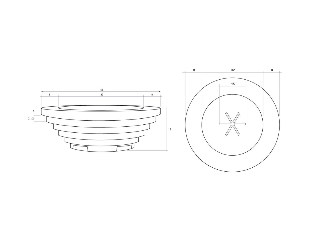 Triton 48" Round Fire Bowl – Modern Outdoor Gas Fire Pit (Propane or Natural Gas)