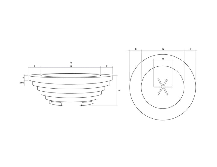 Triton 48" Round Fire Bowl – Modern Outdoor Gas Fire Pit (Propane or Natural Gas)