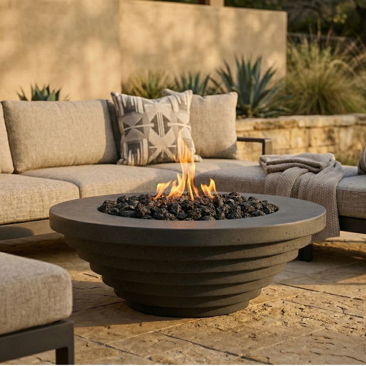 Triton 48" Round Fire Bowl – Modern Outdoor Gas Fire Pit (Propane or Natural Gas)