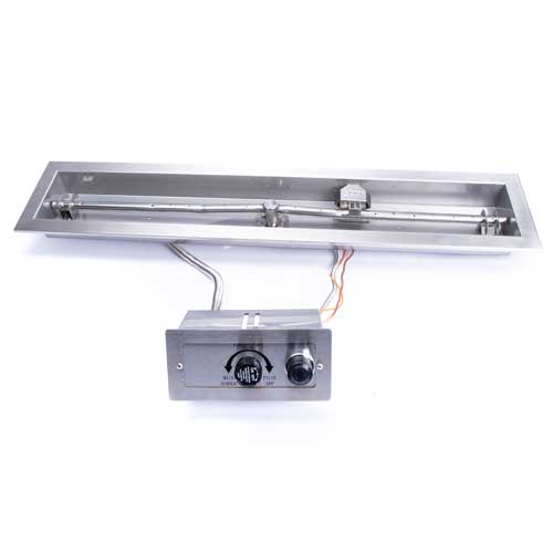 HPC Fire 25" x 8" Linear Interlink Pan Insert with Electronic On/Off Ignition, Torpedo Burner, LP/NG