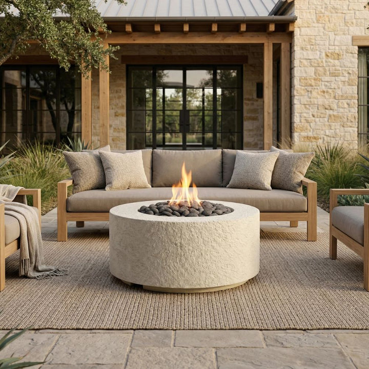 Tuscany Cilindro 36" Round Fire Bowl – Modern Outdoor Gas Fire Pit (Lightweight Propane or Natural Gas)
