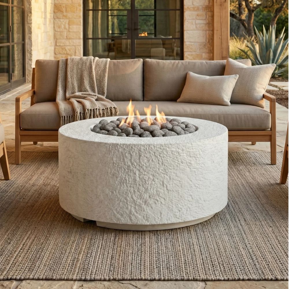 Tuscany Cilindro 36" Round Fire Bowl – Modern Outdoor Gas Fire Pit (Lightweight Propane or Natural Gas)