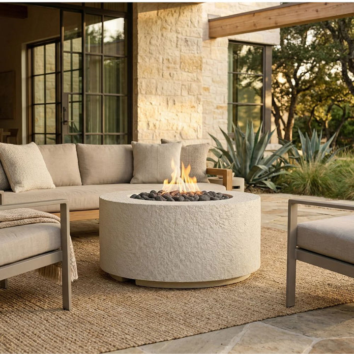 Tuscany Cilindro 36" Round Fire Bowl – Modern Outdoor Gas Fire Pit (Lightweight Propane or Natural Gas)