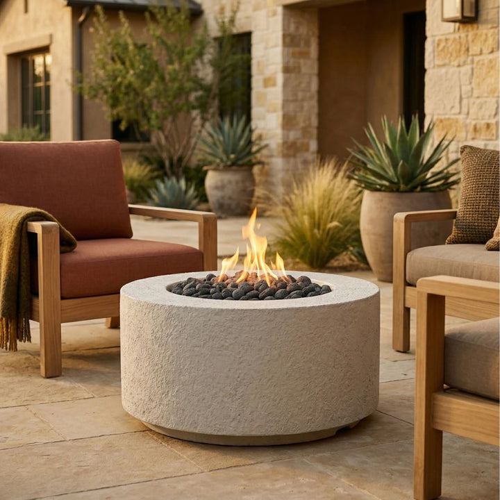 Tuscany Cilindro 36" Round Fire Bowl – Modern Outdoor Gas Fire Pit (Lightweight Propane or Natural Gas)