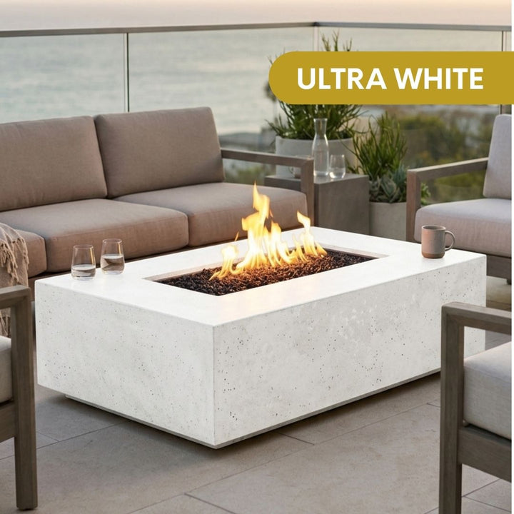 Tavola 1 Modern Concrete Fire Table 56" – Outdoor Gas Fire Pit by Prism Hardscapes