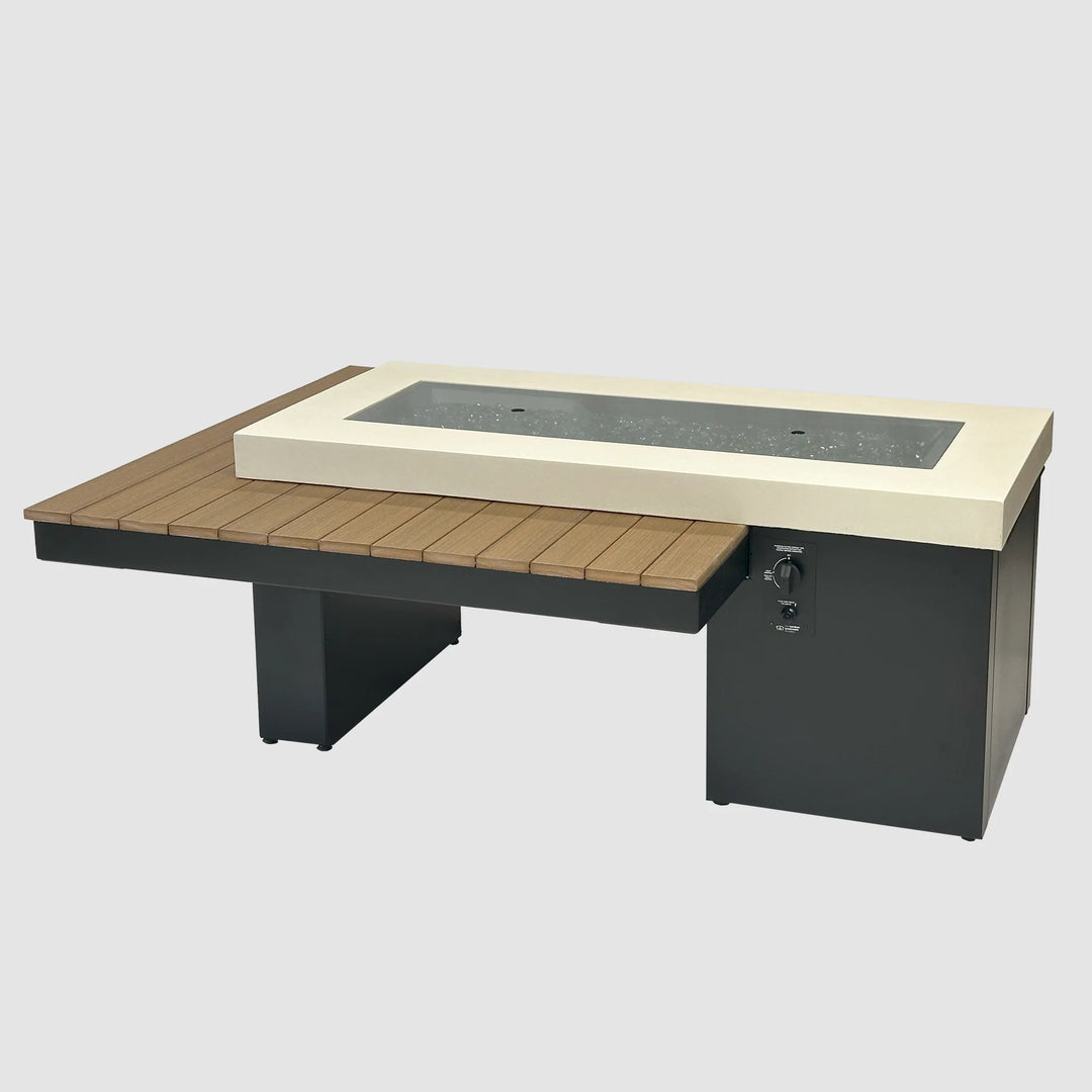 Uptown Antique Mahogany Linear Gas Fire Pit Table