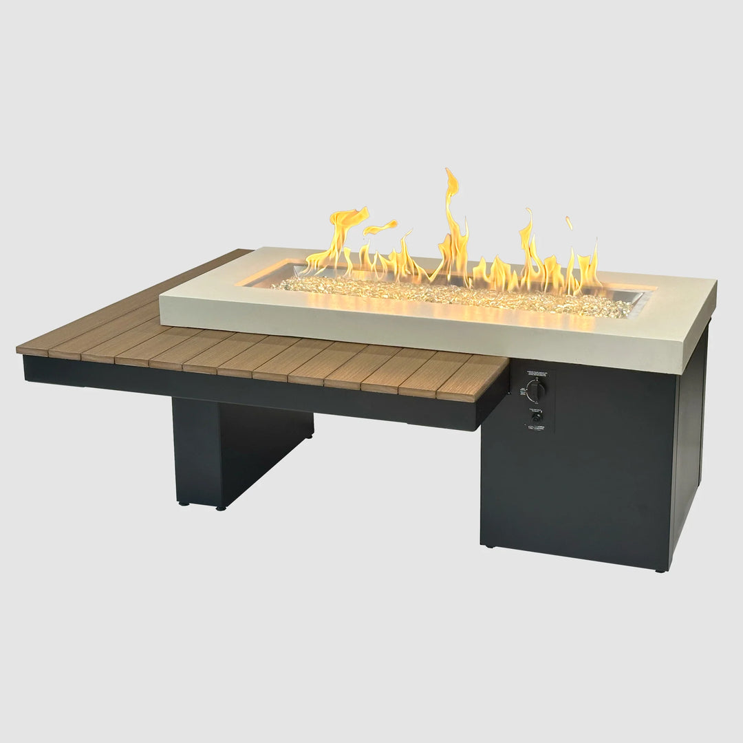 Uptown Antique Mahogany Linear Gas Fire Pit Table