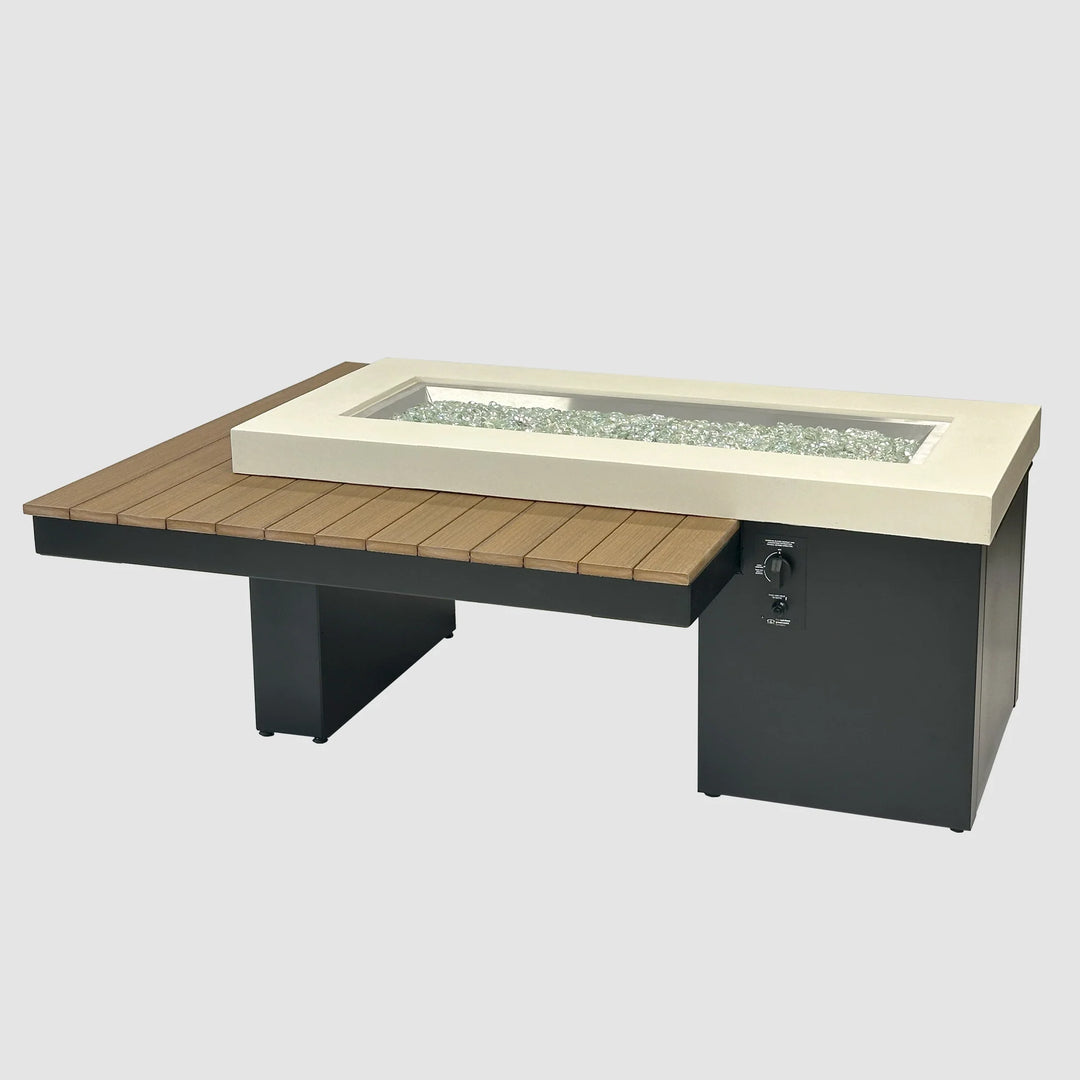 Uptown Antique Mahogany Linear Gas Fire Pit Table