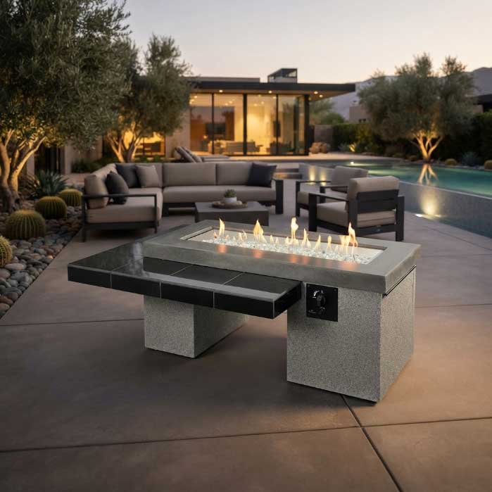 Outdoor GreatRoom Uptown Black 64.5" Linear Gas Fire Pit Table
