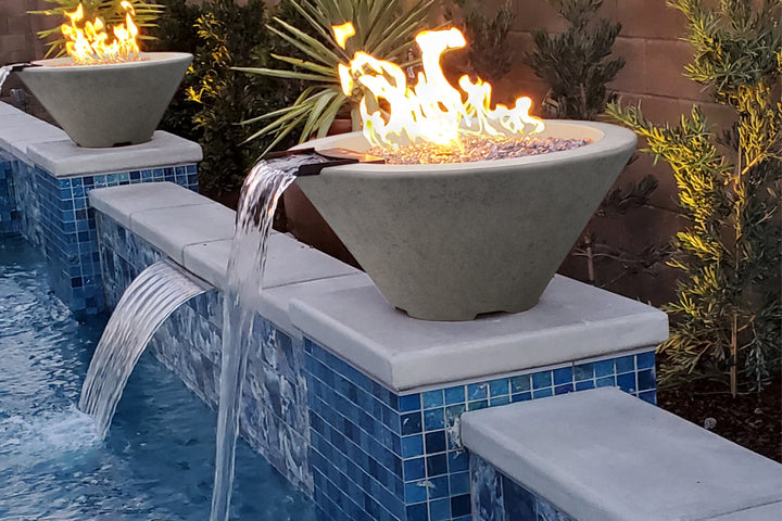 Verona Fire Bowl – 32.5" Concrete Gas Fire Pit (65,000 BTUs, Natural Gas or Propane)