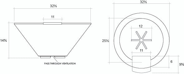 Verona Water Bowl – 32.5" Concrete Poolside Water Feature with 11" Scupper