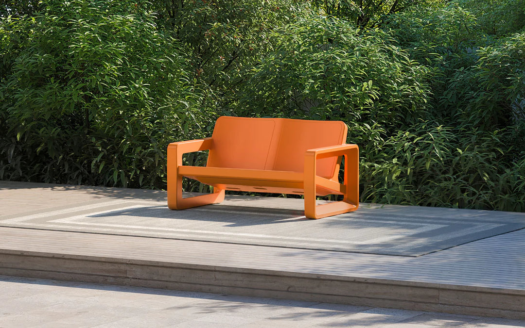 Deck Loveseat - Modern Outdoor Resin Loveseat for Patios, Porches & Pool Ledges