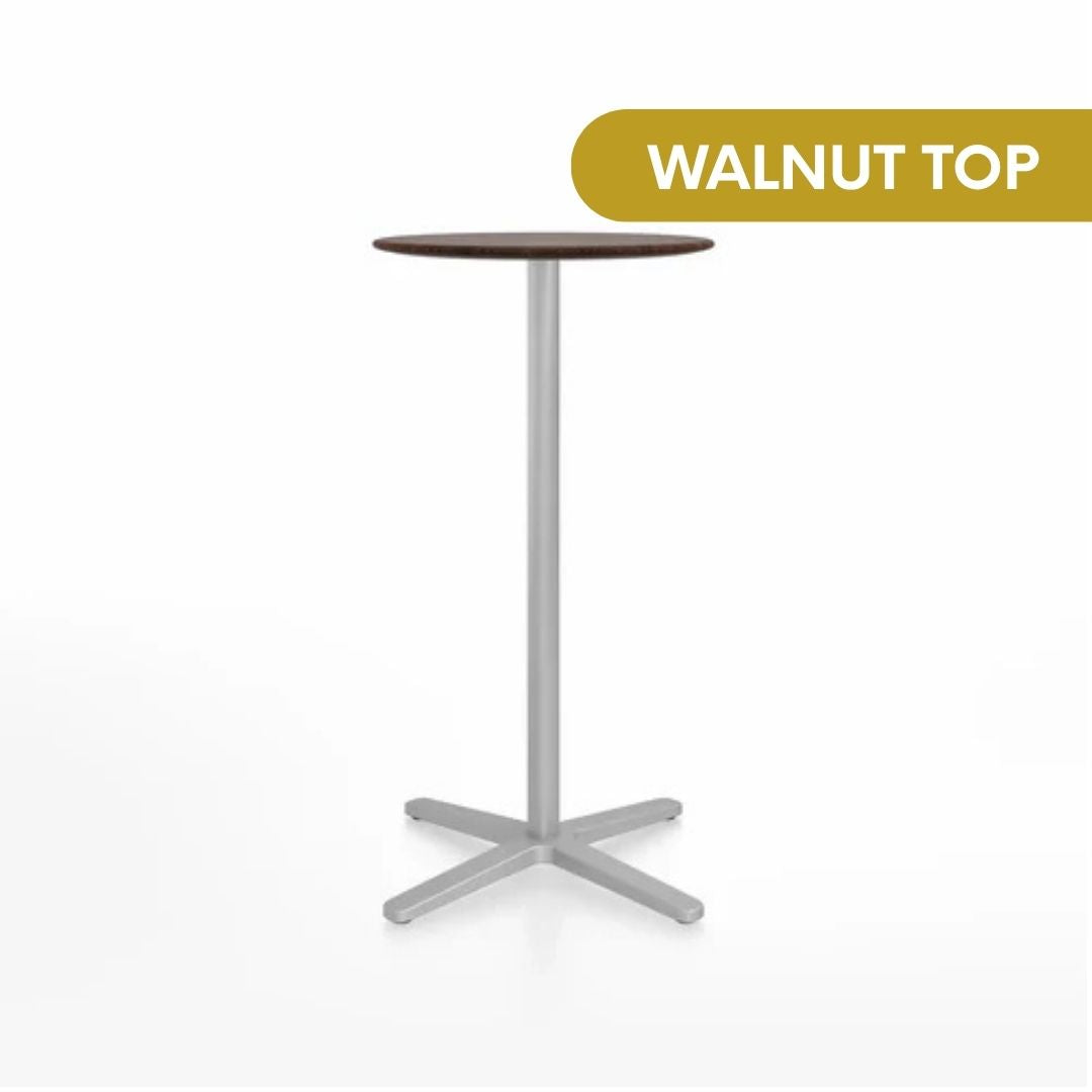 Emeco 2 Inch® X Base Bar Table, 30inches Silver Powder Coated Round by Jasper Morrison