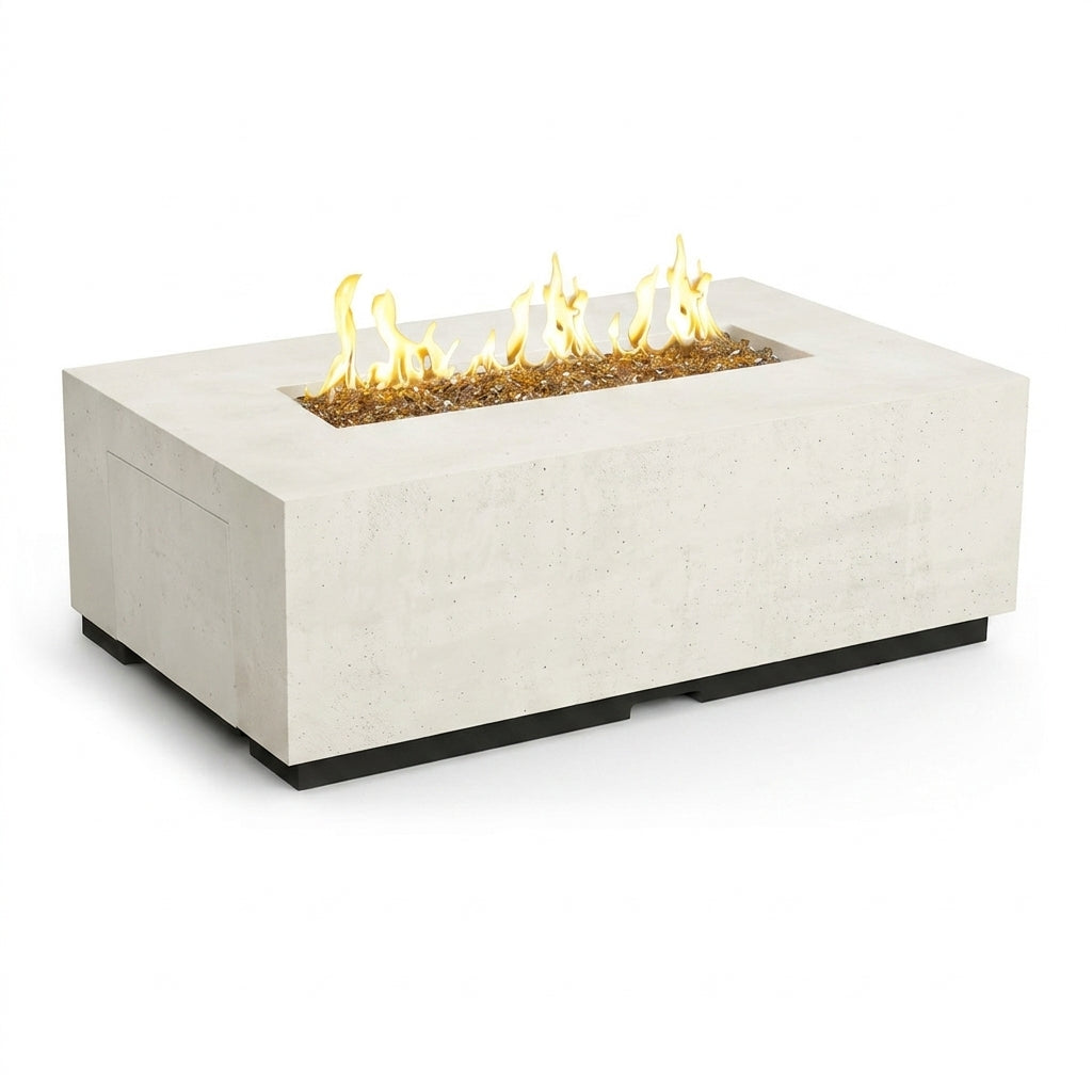 Legend LP Fire Table - 60" x 36" GFRC Outdoor Propane Fire Pit, Coffee-Table Height, 36" Stainless Linear Burner (LP Only, Manual Flame Sensing, Hidden Tank Drawer)
