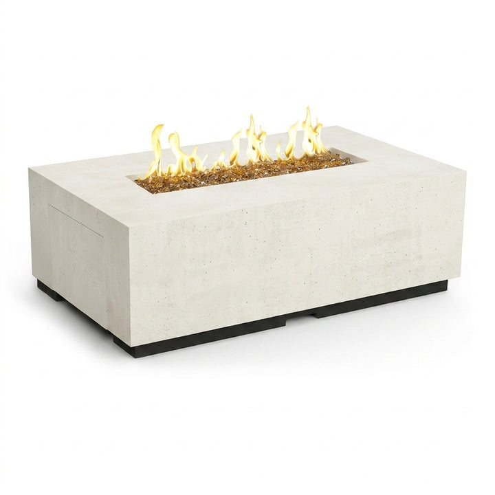 Legend LP Fire Table - 60" x 36" GFRC Outdoor Propane Fire Pit, Coffee-Table Height, 36" Stainless Linear Burner (LP Only, Manual Flame Sensing, Hidden Tank Drawer)