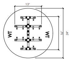 Crossfire 120K BTU Circle Tree-Style Brass Burner - CFBCTXL120 - Circular Opening