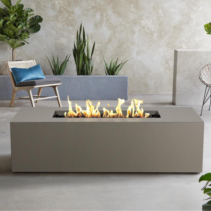 Real Flame 72-Inch Rectangular Aluminum Propane Fire Pit Table – Cloud Gray