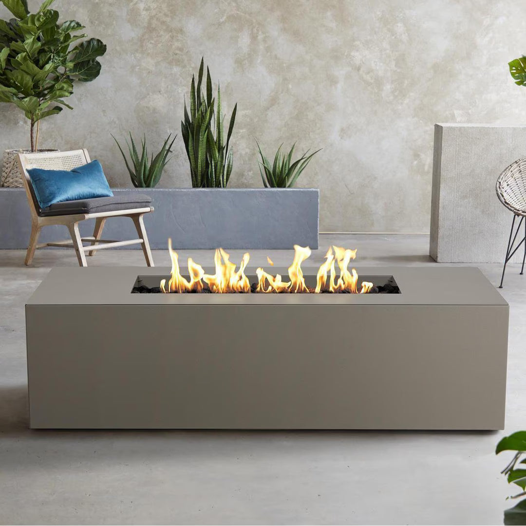 Real Flame 72-Inch Rectangular Aluminum Propane Fire Pit Table – Cloud Gray