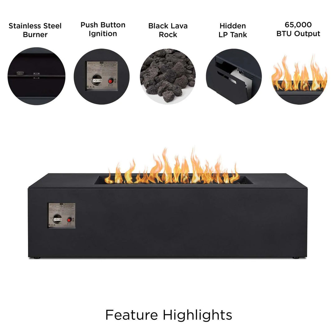 Real Flame 58" Low Profile Rectangular Aluminum Propane Fire Pit